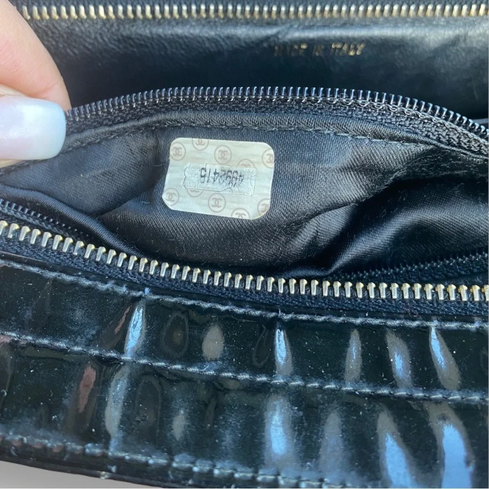 Chanel Black Patent Leather Diamond Quilt Mini Tote Bag